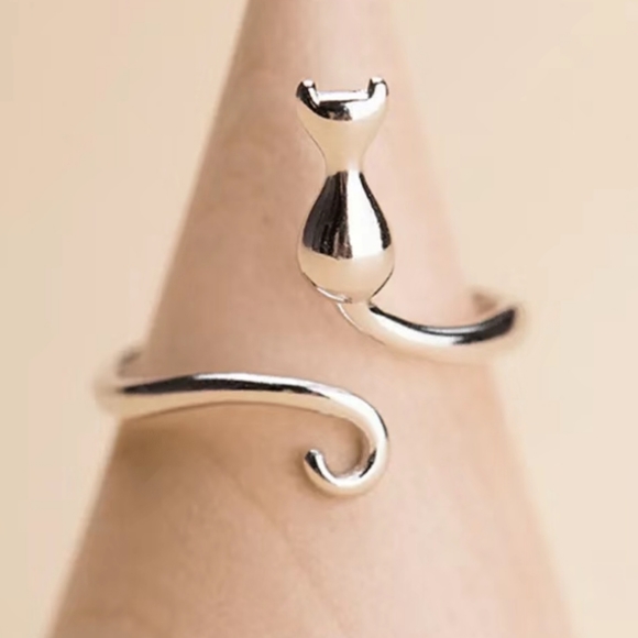 Silver Cat Ring adjustable - Picture 2 of 5